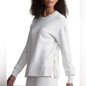 Varley Double Soft Heathered Gray Gabriella Sweatshirt Gold Zipper SZ S